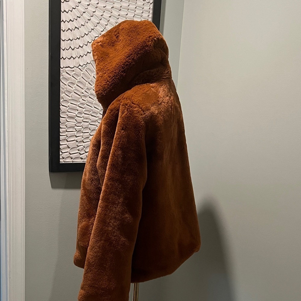 Rachel Zoe Brown Faux Fur Jacket NWOT - Picture 4 of 6
